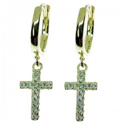 ARGOLLAS PLATA CHAPADO ORO CRUZ COLGANDO