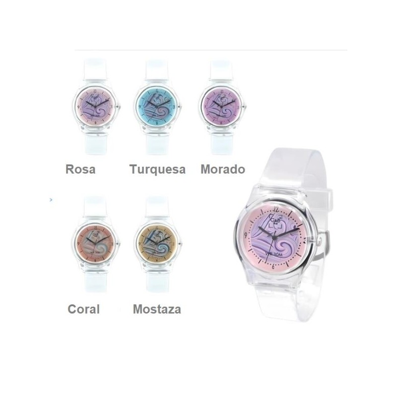 Reloj correa transparente resistente agua 30m moda joven
