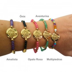 PULSERA ACERO BAÑADA ORO...