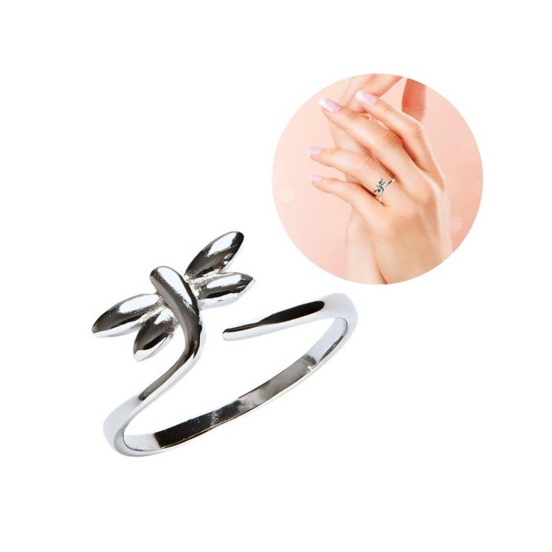 Anillo adaptable plata de ley libelula moda suerte amuleto