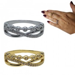 Anillo de Plata Simulando Tres Anillos Cruzados