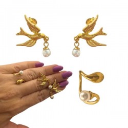 PENDIENTES Y ANILLO ACERO...
