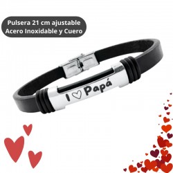 PULSERA ACERO Y CUERO...